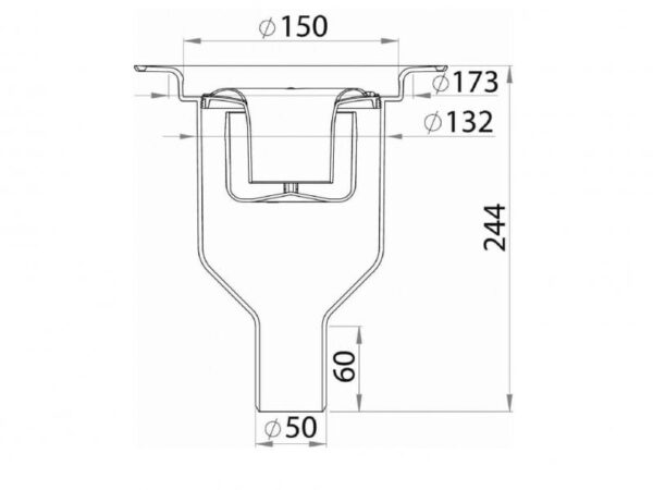 Odplyw-Brage-50-mm-PURUS-wpust-podlogowy-kratka-sciekowa-do-wykladzin-PCV---rysunek-techniczny-z-naniesionymi-wymiarami---przekroj Odplyw-Brage-50-mm-PURUS-wpust-podlogowy-kratka-sciekowa-do-wykladzin-PCV---rysunek-techniczny-z-naniesionymi-wymiarami---przekroj