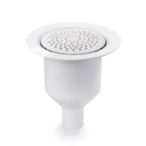 Odplyw-Brage-50-mm-PURUS-wpust-podlogowy-kratka-sciekowa-do-wykladzin-PCV---wykonany-z-tworzywa-sztucznego-bialy-na-bialym-tle. Odplyw-Brage-50-mm-PURUS-wpust-podlogowy-kratka-sciekowa-do-wykladzin-PCV---wykonany-z-tworzywa-sztucznego-bialy-na-bialym-tle.