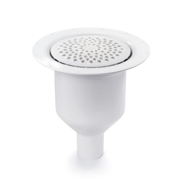 Odplyw-Brage-50-mm-PURUS-wpust-podlogowy-kratka-sciekowa-do-wykladzin-PCV---wykonany-z-tworzywa-sztucznego-bialy-na-bialym-tle. Odplyw-Brage-50-mm-PURUS-wpust-podlogowy-kratka-sciekowa-do-wykladzin-PCV---wykonany-z-tworzywa-sztucznego-bialy-na-bialym-tle.