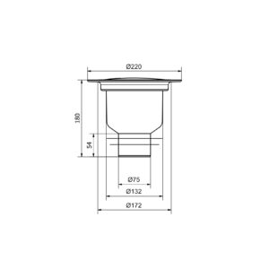 Odplyw-Brage-75-mm-PURUS-wpust-podlogowy-kratka-sciekowa-do-wykladzin-PCV---rysunek-techniczny