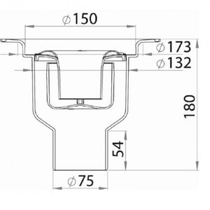 Odplyw-Brage-75-mm-PURUS-wpust-podlogowy-kratka-sciekowa-do-wykladzin-PCV---rysunek-techniczny---przekroj