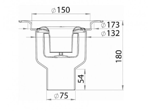 Odplyw-Brage-75-mm-PURUS-wpust-podlogowy-kratka-sciekowa-do-wykladzin-PCV---rysunek-techniczny---przekroj Odplyw-Brage-75-mm-PURUS-wpust-podlogowy-kratka-sciekowa-do-wykladzin-PCV---rysunek-techniczny---przekroj