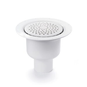 Odplyw-Brage-75-mm-PURUS-wpust-podlogowy-kratka-sciekowa-do-wykladzin-PCV---wykonany-z-tworzywa-sztucznego-bialy-na-bialym-tle