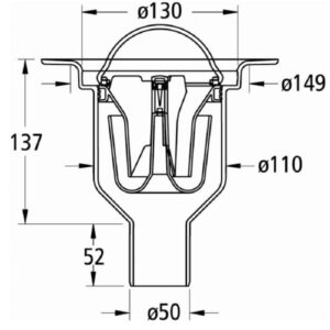 Odplyw-Mini-Brage-50-mm-PURUS-wpust-podlogowy-kratka-sciekowa-do-wykladzin-PCV---wykonany-z-tworzywa-sztucznego----rysunek-techniczny---przekroj