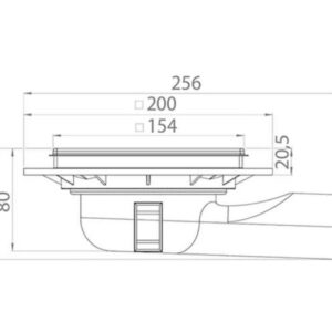 Odplyw-Minimax-50-mm-Square-PURUS-niski-wpust-podlogowy-kratka-sciekowa-do-plytek-syfon-suchy-w-standardzie---rysunek-techniczny
