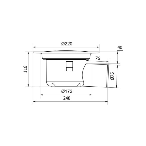 Odplyw-Oden-75-mm-PURUS---rysunek-techniczny-z-naniesionymi-wymiarami Odplyw-Oden-75-mm-PURUS---rysunek-techniczny-z-naniesionymi-wymiarami