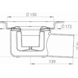 Odplyw-Oden-75-mm-PURUS---rysunek-techniczny-z-naniesionymi-wymiarami---przekroj Odplyw-Oden-75-mm-PURUS---rysunek-techniczny-z-naniesionymi-wymiarami---przekroj