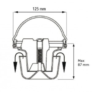 Syfon-suchy-Purus-Flexi-NOOD-150-z-metalowym-uchwytem-i-biala-uszczelka---rysunek-techniczny Syfon-suchy-Purus-Flexi-NOOD-150-z-metalowym-uchwytem-i-biala-uszczelka---rysunek-techniczny
