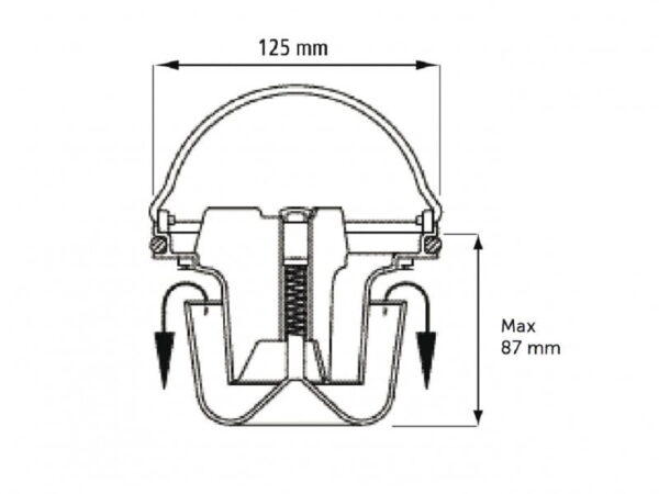 Syfon-suchy-Purus-Flexi-NOOD-150-z-metalowym-uchwytem-i-biala-uszczelka---rysunek-techniczny Syfon-suchy-Purus-Flexi-NOOD-150-z-metalowym-uchwytem-i-biala-uszczelka---rysunek-techniczny